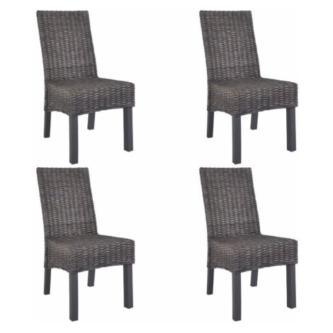 Jídelní židle 4 ks ratan / mangovník Dekorhome Černá,Jídelní židle 4 ks ratan / mangovník Dekorh vidaXL