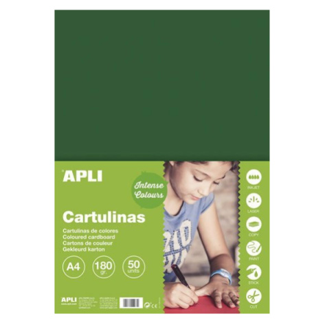 Barevný papír A4 170 g - tmavě zelený 50 ks APLI
