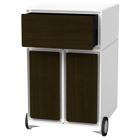 Paperflow Pojízdný kontejner easyBox®, 1 zásuvka, 2 výsuvy pro závěsné složky, bílá / wenge