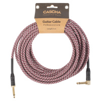 Cascha Professional Line Guitar Cable, Angled, Tweed Red, 9 m