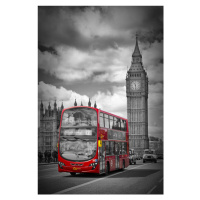 Fotografie LONDON Houses Of Parliament & Red Bus, Melanie Viola, 26.7 × 40 cm