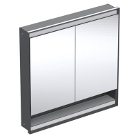 Geberit ONE - Zrcadlová skříňka s LED osvětlením, 900x900x150 mm, 2 dvířka, s nikou, vestavná, m