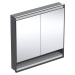 Geberit ONE - Zrcadlová skříňka s LED osvětlením, 900x900x150 mm, 2 dvířka, s nikou, vestavná, m