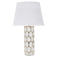 Keramická stolní lampa s textilním stínidlem v bílo-zlaté barvě (výška 56 cm) Glam Carv – Mauro 
