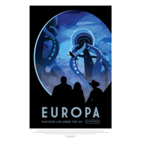 Obrazová reprodukce Europa (Retro Planet & Moon Poster) - Space Series (NASA), 26.7 × 40 cm