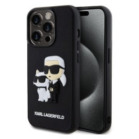 Karl Lagerfeld 3D Rubber Karl and Choupette Zadní Kryt pro iPhone 15 Pro Black