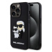 Karl Lagerfeld 3D Rubber Karl and Choupette Zadní Kryt pro iPhone 15 Pro Black