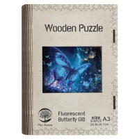 Dřevěné puzzle WOODEN fluorescentní motýl - 300 dílků
