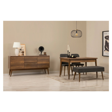 Set s rozkládacím stolem, židlemi a konzolou (5 kusů) Vina 02 1053 - Walnut, Anthracite