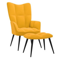 Relaxační křeslo se stoličkou hořčicově žluté samet, 328091