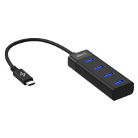 AlzaPower Core USB-C (M) na 4× USB-A (F) černá