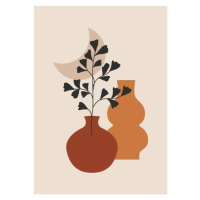 Ilustrace Abstract botanical poster. Boho contemporary background, mid century minimalist art pr