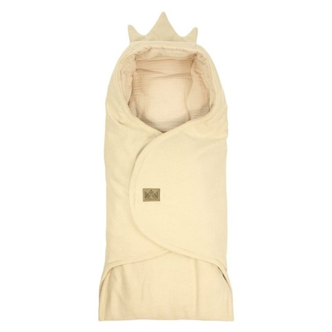Little Elite Zavinovací deka s kapucí Little Elite, 100 x 115 cm, Kralovská koruna - béžová