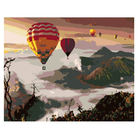 Malování podle čísel - HORKOVZDUŠNÉ BALÓNY NAD SOPKOU MOUNT BROMO Rozměr: 40x50 cm, Rámování: vy