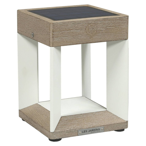 Les Jardins LED solární stolní lampa Teckalu bílá/dřevo světlé