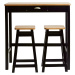 Černý barový stolek se 2 stoličkami z masivního borovicového dřeva Marckeric Caya