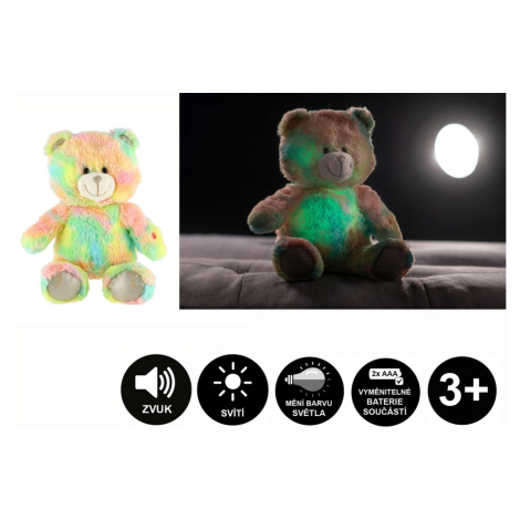 Medvídek Snílek duhový plyš 40 cm na baterie se světlem se zvukem v sáčku Teddies