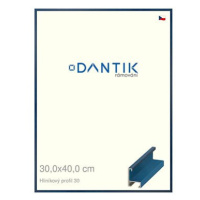 DANTIK rámeček 30 × 40, ALU profil 6030 Dýha barevný modrý krýlovský plexi čiré