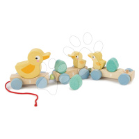 Dřevěný vláček na tahání Pull Along Ducks Tender Leaf Toys s kachničkami a vajíčky od 18 měsíců