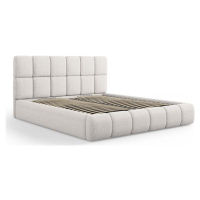 Světle šedá čalouněná dvoulůžková postel s úložným prostorem s roštem 160x200 cm Bellis – Micado