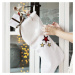 Cotton &amp; Sweets Vánoční punčocha bílá s červenými hvězdami 42x26cm