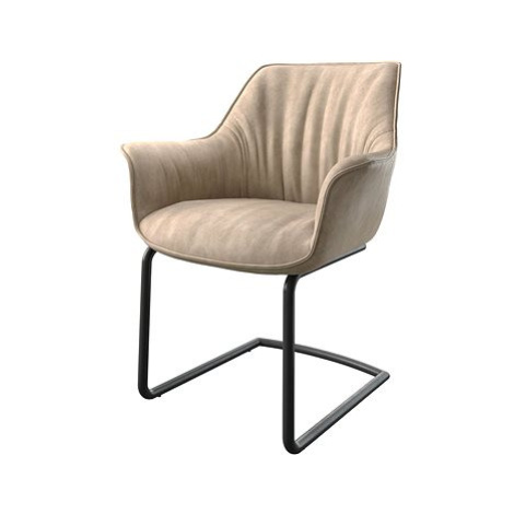 DELIFE Jídelní židle Keila-Flex s područkou béžová vintage konzolová podnož kulatá černá