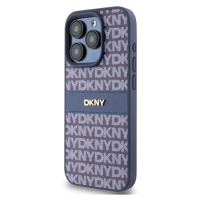 Zadní kryt DKNY PU Leather Repeat Pattern Tonal Stripe pro Apple iPhone 15 Pro, modrá