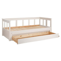 Bílá dětská postel z borovicového dřeva s výsuvným lůžkem s úložným prostorem 90x200 cm PINO – V