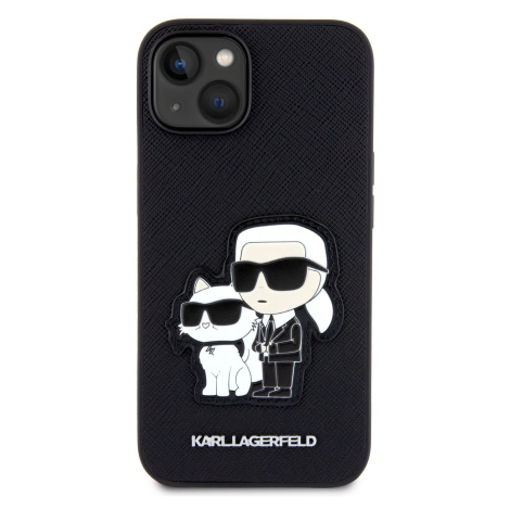 Zadní kryt Karl Lagerfeld PU Saffiano Karl and Choupette NFT pro Apple iPhone 13, černá