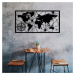 Hanah Home Nástěnná kovová dekorace Mapa světa kompas 100x50 cm černá