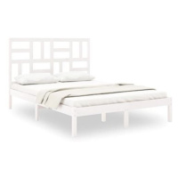 Rám postele bílý masivní dřevo 160 × 200 cm, 3105961