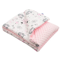 New Baby Dětská deka z Minky s výplní Medvídci růžová, 80 x 102 cm