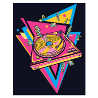 Ilustrace Colorful musical turntable emblem 80s style design, Alex_Bond, 30 × 40 cm