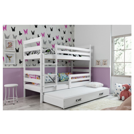 Dětská patrová postel s výsuvnou postelí ERYK 190x80 cm Bílá Bílá BMS