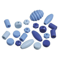 Dřevěné korálky mix různé tvary - modrá 20 ks