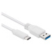 PremiumCord Kabel USB 3.1 C/M - USB 2.0 A/M, rychlé nabíjení proudem 3A, 3m, bílá