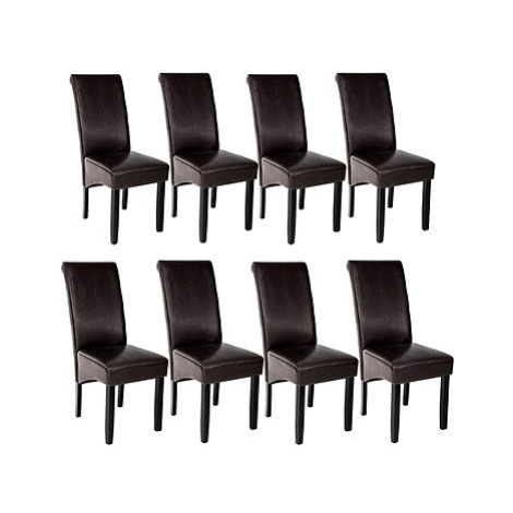 8× Jídelní židle ergonomické, masivní dřevo, hnědá tectake
