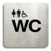 Accept Piktogram "WC ženy, muži, invalidé" (80 × 80 mm) (stříbrná tabulka - černý tisk bez rámeč