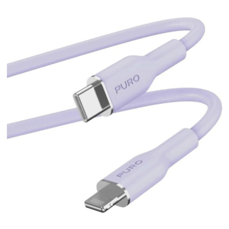 PURO Soft Lightning/USB-C kabel, 1,5 m fialový