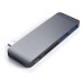 Satechi Aluminium Type-C Passthrough USB Hub (3x USB 3.0,MicroSD) - Space Grey