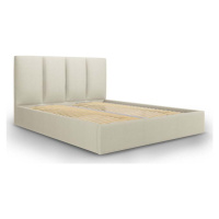 Béžová čalouněná dvoulůžková postel s úložným prostorem s roštem 140x200 cm Juniper – Mazzini Be