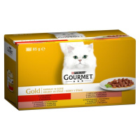 Gourmet Gold Multipack kousky hovězí, krůtí, losos, játra 4x85g