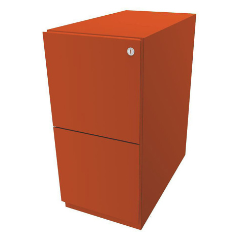 BISLEY Pojízdný kontejner Note™, se 2 kartotékami pro závěsné složky, v x š 645 x 300 mm, oranžo