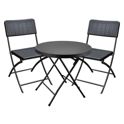 Souprava kulatý stůl + 2 židle černá BAUMAX