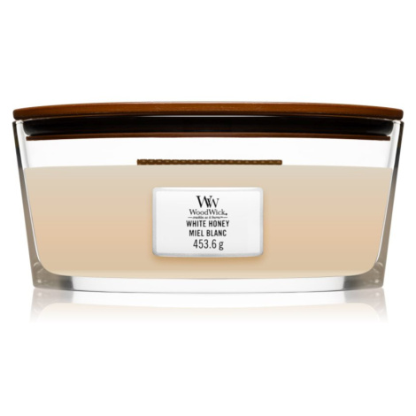 Woodwick White Honey vonná svíčka s dřevěným knotem (hearthwick) 453 g
