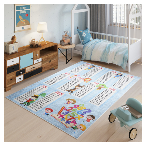 Dětský koberec s motivem dětí a malou násobilkou