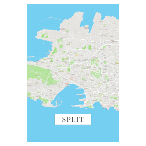 Mapa Split color, (26.7 x 40 cm)