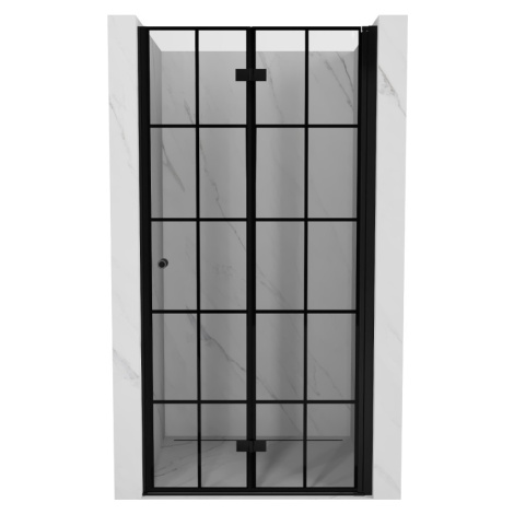 MEXEN MIST dveřní část zalamovací 80x200 cm 6mm černá, dekor, pravé 8A6-080-000-70-77-P