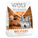 Wolf of Wilderness granule, 4 x 1 kg - 3 + 1 kg zdarma - Adult "Soft - Wide Acres" - kuřecí