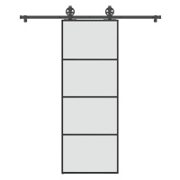 vidaXL Posuvné dveře s kováním 76x205 cm ESG sklo a hliník